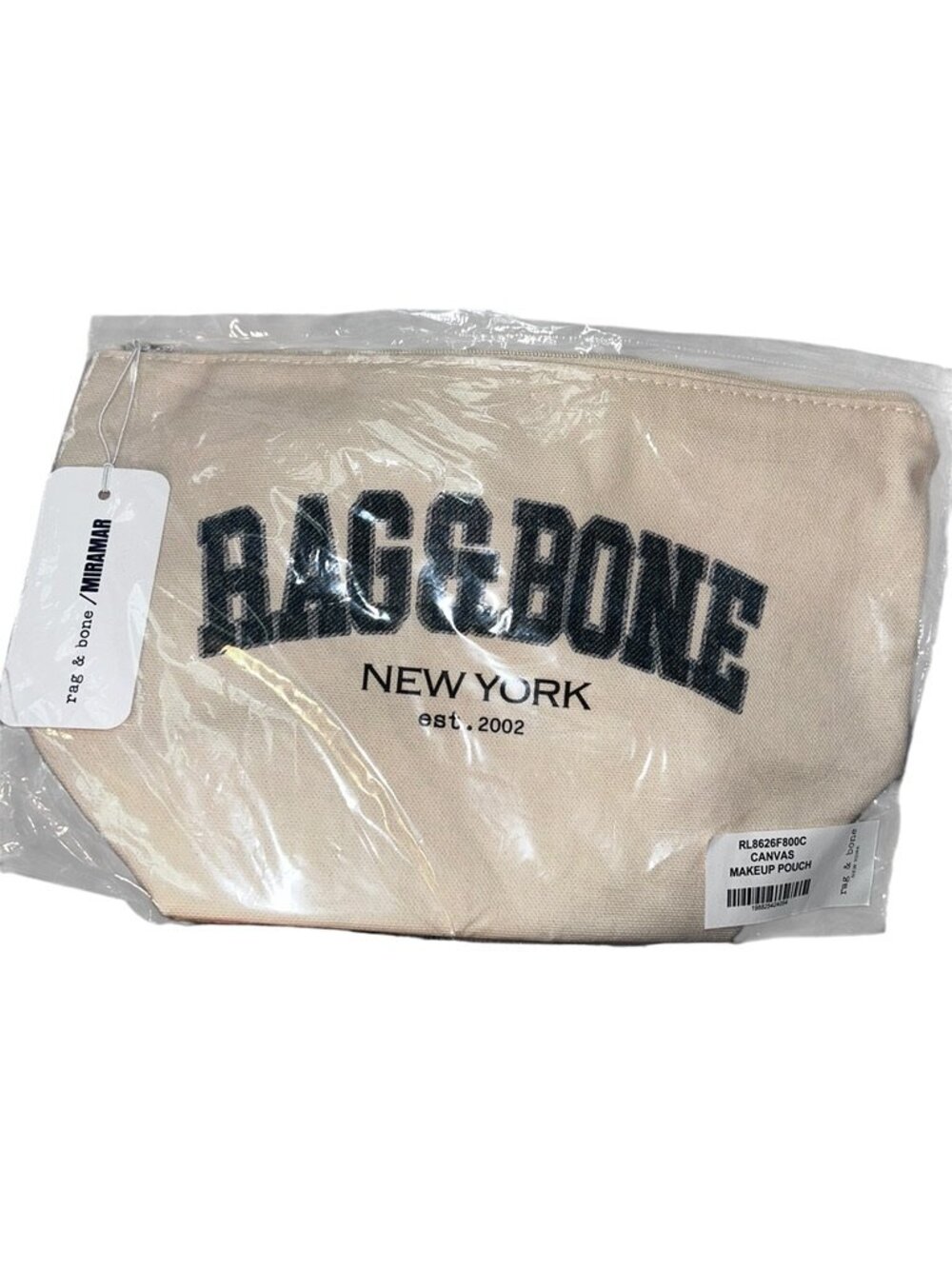 Rag& bone Miramar OUT EAST NEW the Hamptons cream cotton canvas puch makeup bag